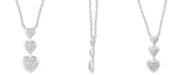 Macy's Diamond Triple Heart 18" Pendant Necklace (1/10 ct. t.w.) in 10k White Gold